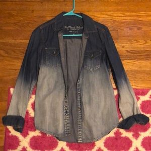 Ombré denim button up